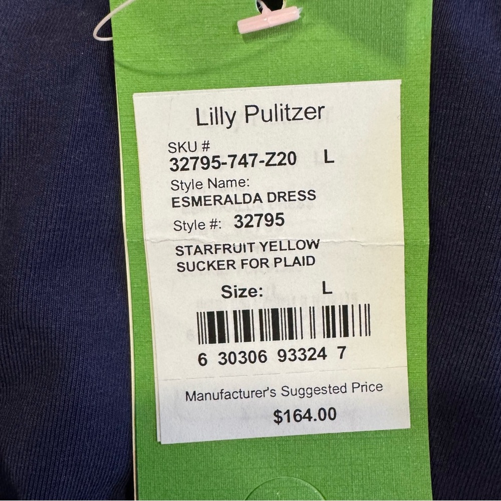 NWT Lilly Pulitzer Esmeralda Dress in Starfruit Yellow Sucker For Plaid Sz L - Picture 16 of 16